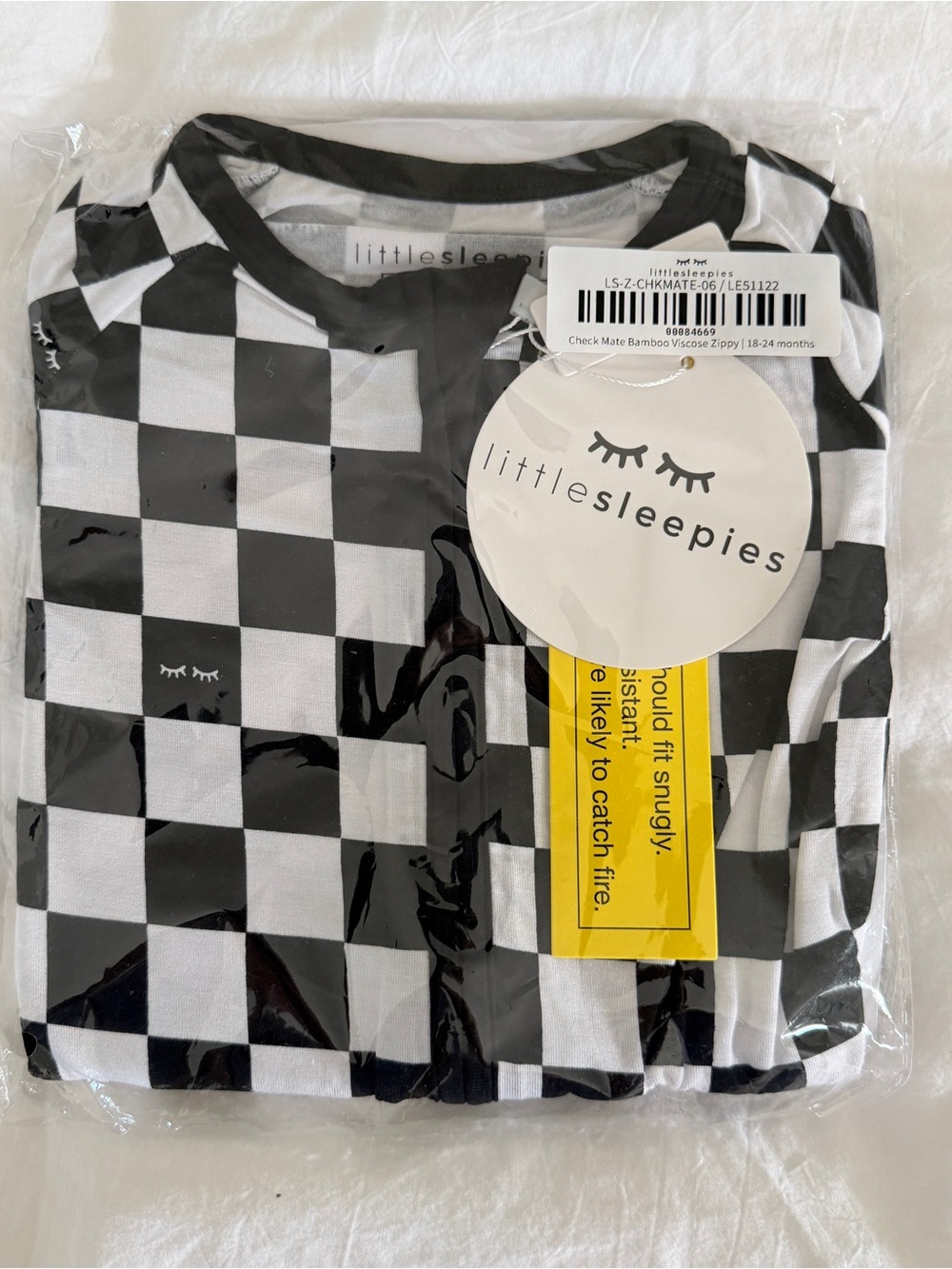 Little Sleepies Cool Checks Zippy (size 18-24 months)